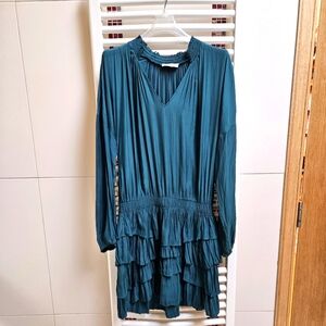 RAMY BROOK JUPITER Teal Long Sleeve Dress